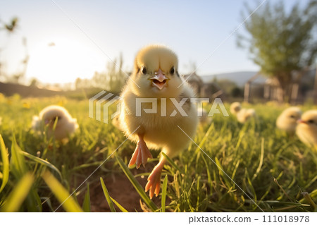 Yellow Little Chick outdoors 111018978