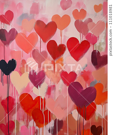 Colorful Hearts Abstract Painting Colorful Hearts Abstract Painting 111018981
