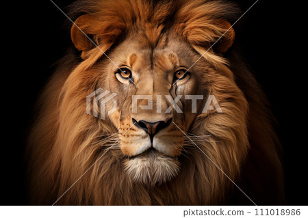 Majestic Lion Portrait on Dark Background Majestic Lion Portrait on Dark Background 111018986