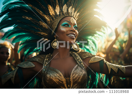 Rio Carnival Dancer in Vibrant Costume 111018988