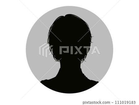 Illustration of an ID photo silhouette of a woman's face with sheet hair Illustration of an ID photo silhouette of a woman's face with sheet hair 111019183