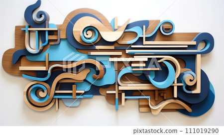 Close-up, wood marquetry wallpaper, abstract pattern background, Generative AI Close-up, wood marquetry wallpaper, abstract pattern background, Generative AI 111019290