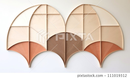 Close-up, wood marquetry wallpaper, abstract pattern background, Generative AI 111019312