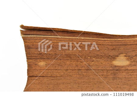 close up brown old book isolated on white background, vintage style close up brown old book isolated on white background, vintage style 111019498