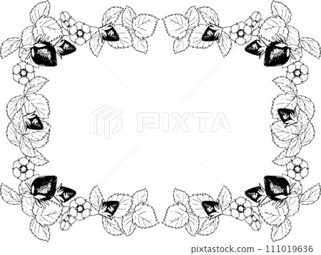 Strawberry frame 2 drawn with a pen 111019636