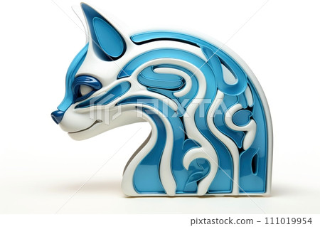 Close-up, 3d mockup of abstract cat with minimal background, Generative AI 111019954