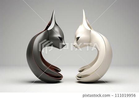 Close-up, 3d mockup of abstract cat with minimal background, Generative AI Close-up, 3d mockup of abstract cat with minimal background, Generative AI 111019956