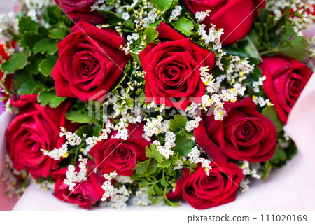 Bouquet of red rose flower. Valentine day and Congratulation day. Bouquet of red rose flower. Valentine day and Congratulation day. 111020169
