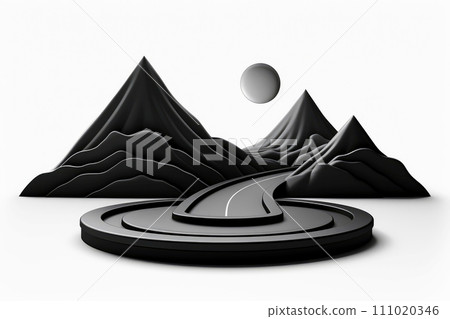 Close-up, 3d minimal scene of abstract road way icon, Generative AI Close-up, 3d minimal scene of abstract road way icon, Generative AI 111020346
