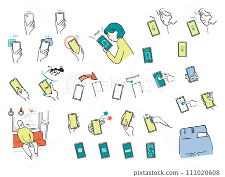 Can you use it differently?Various smartphone operation set illustration material Can you use it differently?Various smartphone operation set illustration material 111020608