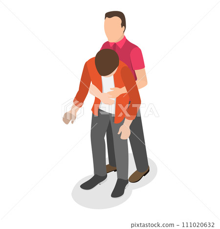 3D Isometric Flat Vector Illustration of First Aid Procedure For Choking. Item 1 111020632