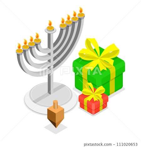 3D Isometric Flat Vector Set of Jewish Symbolism. Item 1 3D Isometric Flat Vector Set of Jewish Symbolism. Item 1 111020653