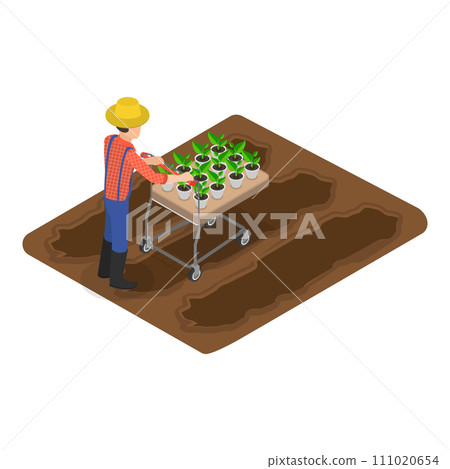 3D Isometric Flat Vector Illustration of Sustainable Farming. Item 1 111020654