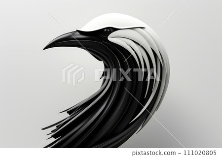 Close-up, 3d mockup of abstract bird with minimal background, Generative AI 111020805