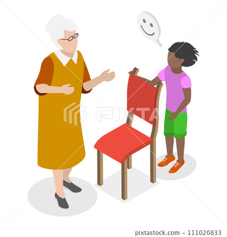 3D Isometric Flat Vector Illustration of Child Behavior. Item 4 3D Isometric Flat Vector Illustration of Child Behavior. Item 4 111020833