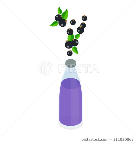 3D Isometric Flat Vector Set of Bottles With Berry Beverage. Item 3 111020862
