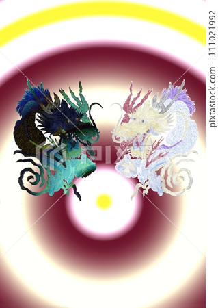 Colorful yin and yang dragon Colorful yin and yang dragon 111021992