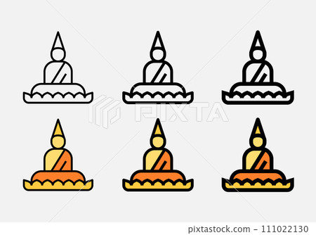 buddha statue filled outline and line icon buddha statue filled outline and line icon 111022130