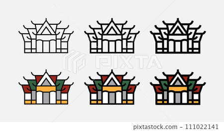 thai temple buddhism line icon and filled outline vector thai temple buddhism line icon and filled outline vector 111022141