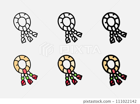 thai flowers garland filled outline and line icon various weight linear stroke thai flowers garland filled outline and line icon various weight linear stroke 111022142