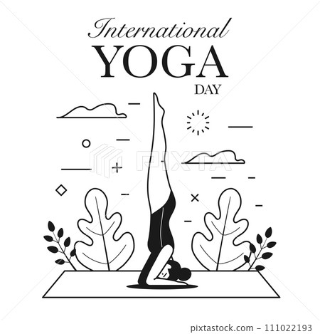 Woman Doing Asana International Yoga Day Card 111022193