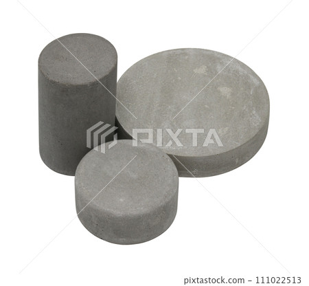 Concrete template podium pedestal for show cosmetic or skin care products display isolated on white background Concrete template podium pedestal for show cosmetic or skin care products display isolated on white background 111022513