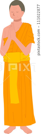 Full length standingThai monk praying. Full length standingThai monk praying. 111022877