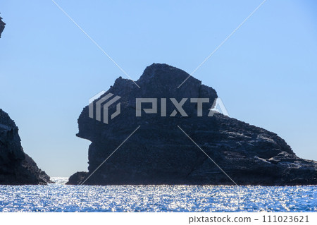 The beautiful sea of Nakagi and Hirizo Beach Ferry. Nakagi Port, Minamiizu Town, Kamo District, Izu Peninsula, Shizuoka Prefecture. Photographed on October 22, 2023. 111023621