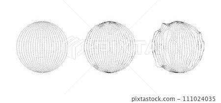 Set of dotted spheres with dissolve effect. Stippled disintegrating circle collection. Halftone textured balls with noise dot work grain. Radial grunge particles. Dot sphere element bundle. Vector Set of dotted spheres with dissolve effect. Stippled disintegrating circle collection. Halftone textured balls with noise dot work grain. Radial grunge particles. Dot sphere element bundle. Vector 111024035