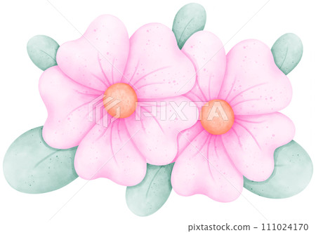 Hand-Drawn Watercolor flower Clipart: Create Beautiful Floral Designs with Ease	 111024170