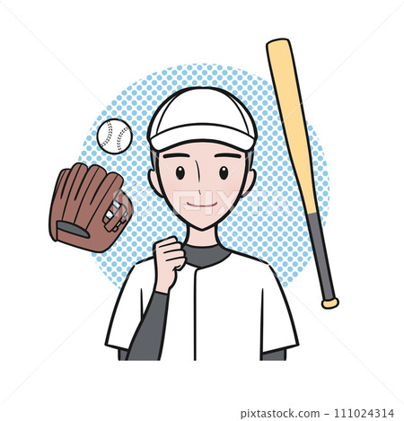 Baseball club, youth baseball, male student working hard in club activities (with background) 111024314