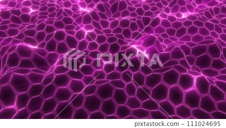 Abstract energy purple cells hexagons with waves background Abstract energy purple cells hexagons with waves background 111024695