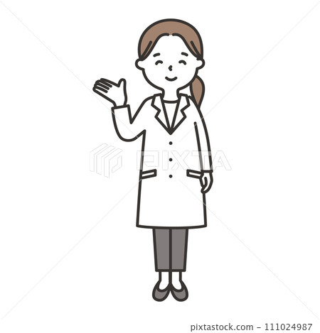 一個穿著白大褂的女人引導你的全身插圖 111024987