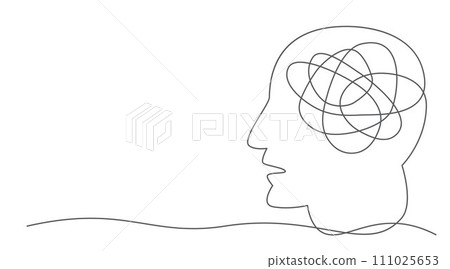Problem One line drawing isolated on white background 111025653
