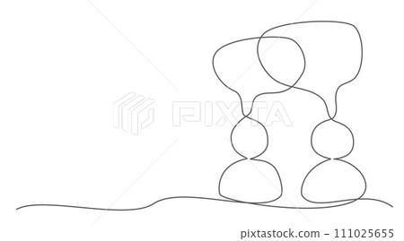 Dialog One line drawing isolated on white background 111025655
