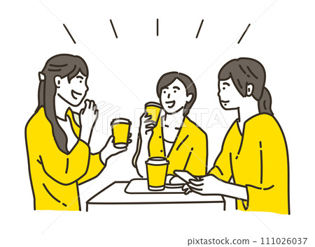 年輕女性一邊吃飯一邊聊天 年輕女性一邊吃飯一邊聊天 111026037