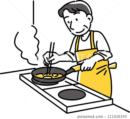 做飯的中年男子 111026343