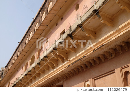 Architectural detail of Amber Fort in Jaipur, Rajasthan, India 111026479