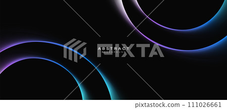 Abstract background with blue and purple glowing geometric circle lines. Modern minimal trendy shiny purple lines pattern. Vector illustration Abstract background with blue and purple glowing geometric circle lines. Modern minimal trendy shiny purple lines pattern. Vector illustration 111026661