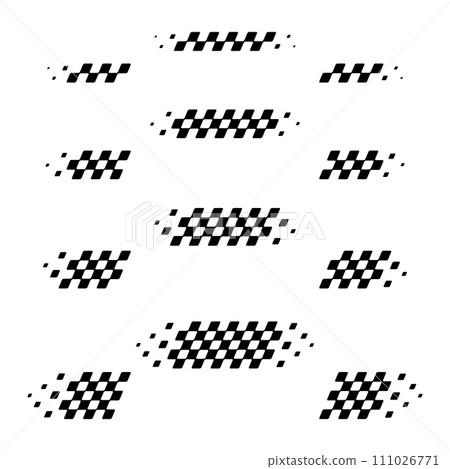 Checkered race track flag waves set Checkered race track flag waves set 111026771