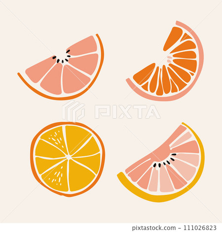 Lemon illustration. inspirational card with doodles lemons, orange isolated on background. Colorful illustration for greeting cards or prints. 111026823