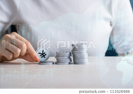 Yen currency image (silver coin) 111026986