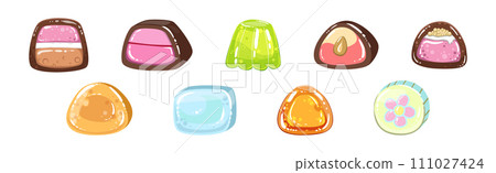 Colorful Bonbon and Sweet Candy Assortment Vector Set Colorful Bonbon and Sweet Candy Assortment Vector Set 111027424