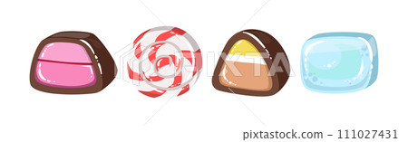 Colorful Bonbon and Sweet Candy Assortment Vector Set Colorful Bonbon and Sweet Candy Assortment Vector Set 111027431