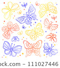 MAGIC BUTTERFLIES Openwork Cute Insects On Black Background Cartoon Hand Drawn Sketch For Print Natural Lepidopterology Vector Illustration Collection 111027446