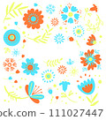PACKAGING OR CARD Floral Abstract Nature Folk Decor Ethnic Doodle Ornament Holiday Cartoon Vector Illustration With Text For Print 111027447
