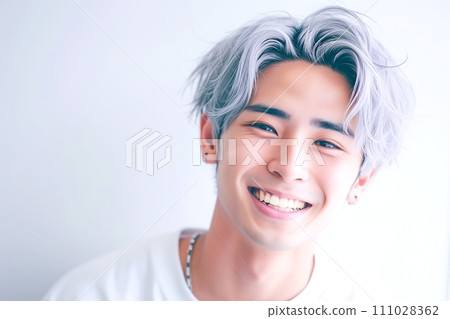 Silver short hair male cut model "AI generated image" 111028362