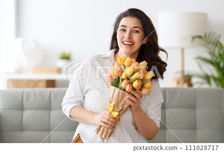 woman with flowers woman with flowers 111028717