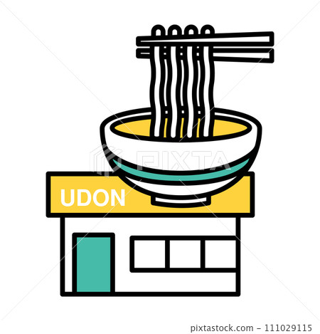 Simple line drawing udon restaurant illustration Simple line drawing udon restaurant illustration 111029115