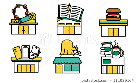 簡單線條畫商店圖示集 B 的插圖 111029164